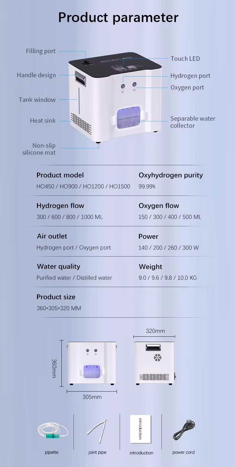 900ml/min hydrogen generator Home Use Hydrogen Inhalation Machine PEM hydrogen Inhaler Manufacturer