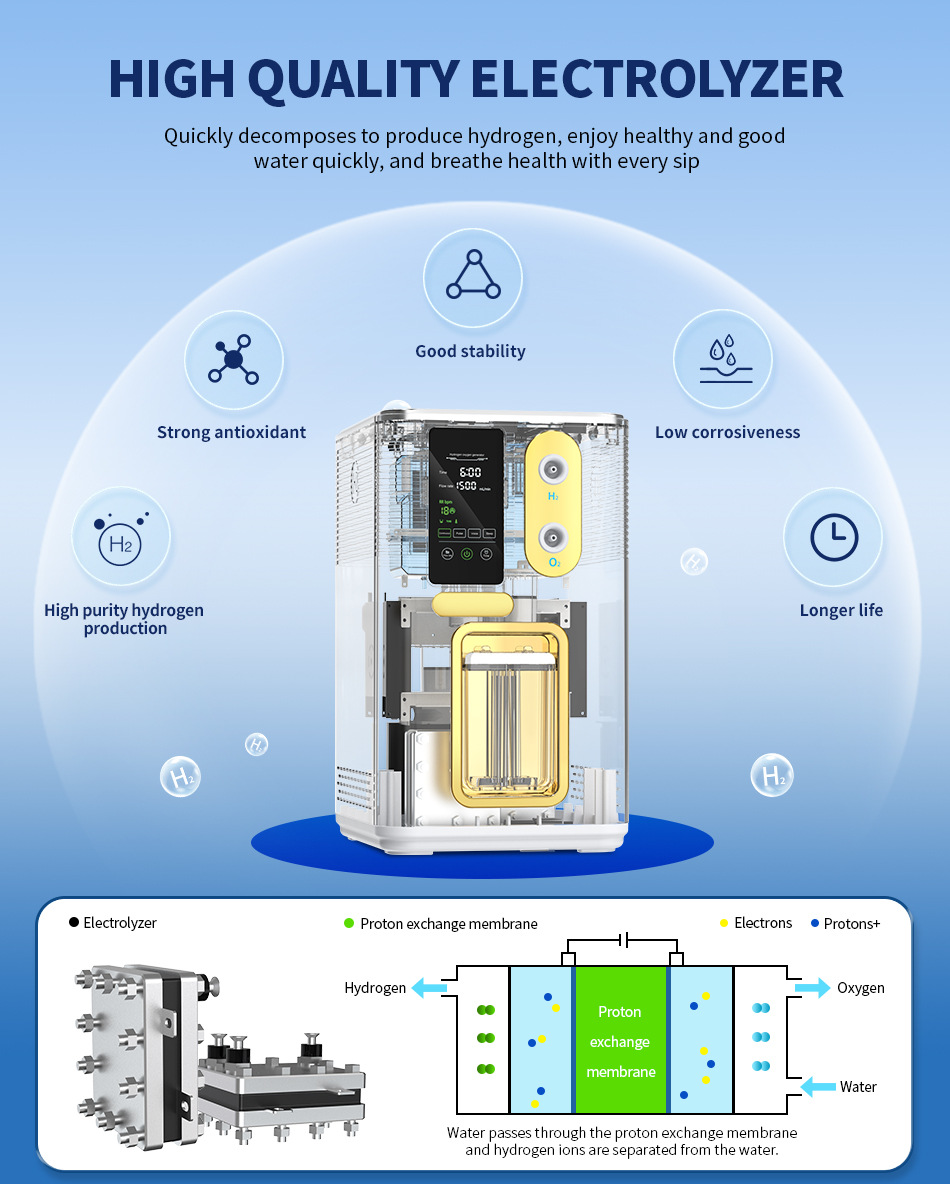 3000ml Dropshipping SPE/PEM Brown Gas Hydrogen Gas Inhaler Household Hydrogen Inhalation H2 Generator Machine