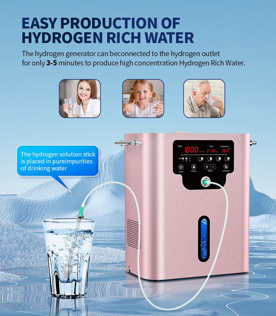 1800ml Dropshipping SPE PEM Brown Gas Hydrogen Oxygen Inhaler Hydrogen Inhalation Machine H2 Generator Machine