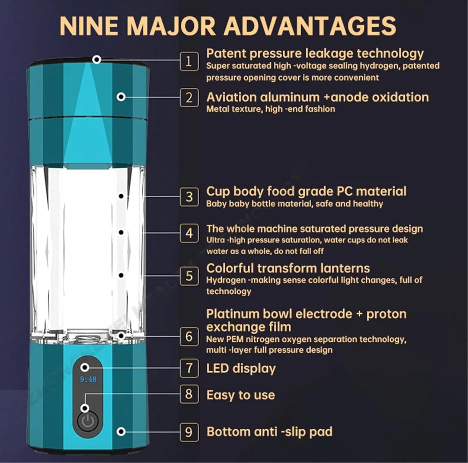 208ml Hydrogen Rich cup 2024 New Hydrogen Water Generator, Portable Rechargeable Hydrogen Water Machine with SPE/PEM Technology, Bottles Rechargeable Ionizer Machine for Home Office Travel,6000PPB, 65830984-6000PPB
