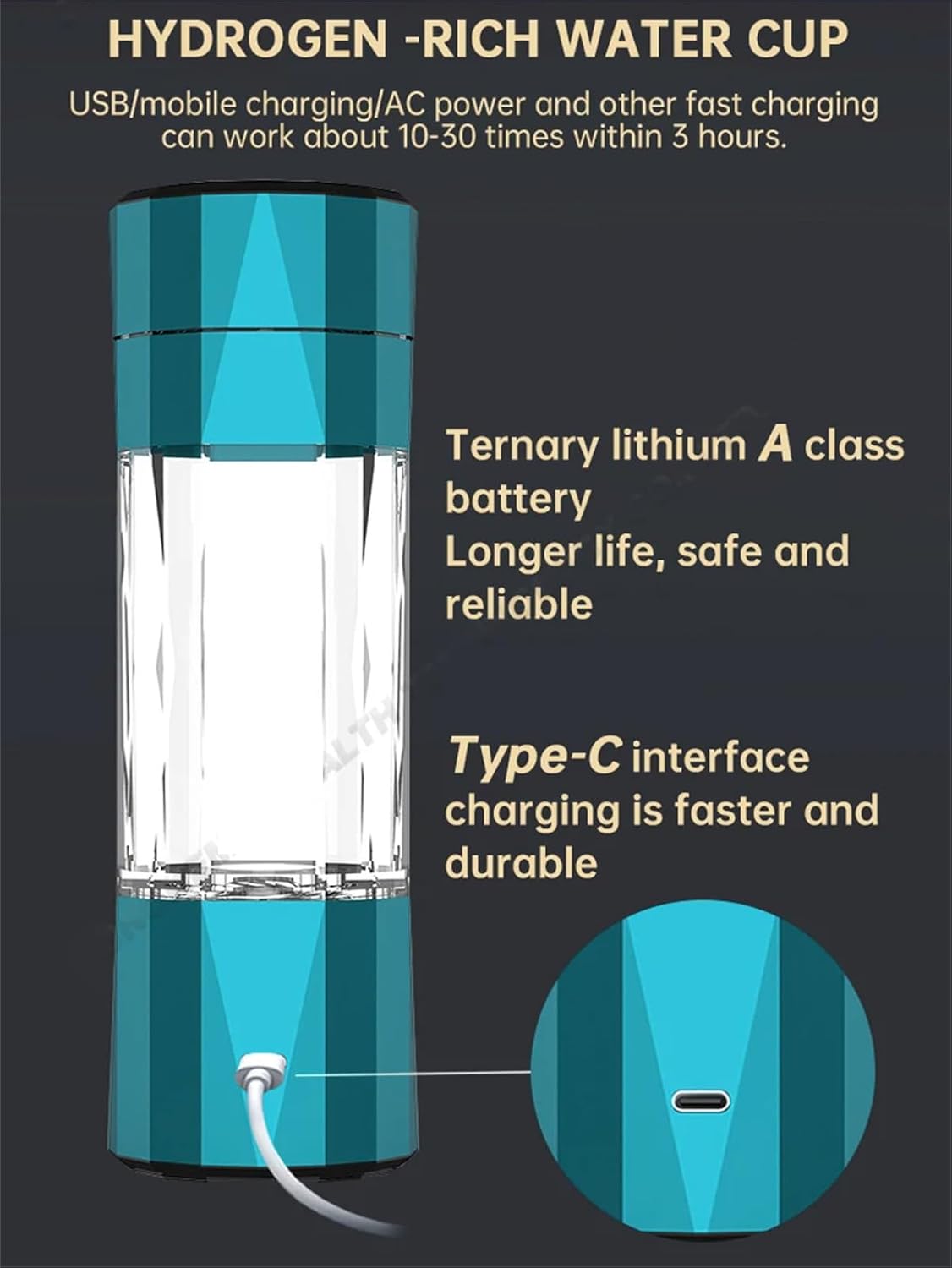 208ml Hydrogen Rich cup 2024 New Hydrogen Water Generator, Portable Rechargeable Hydrogen Water Machine with SPE/PEM Technology, Bottles Rechargeable Ionizer Machine for Home Office Travel,6000PPB, 65830984-6000PPB