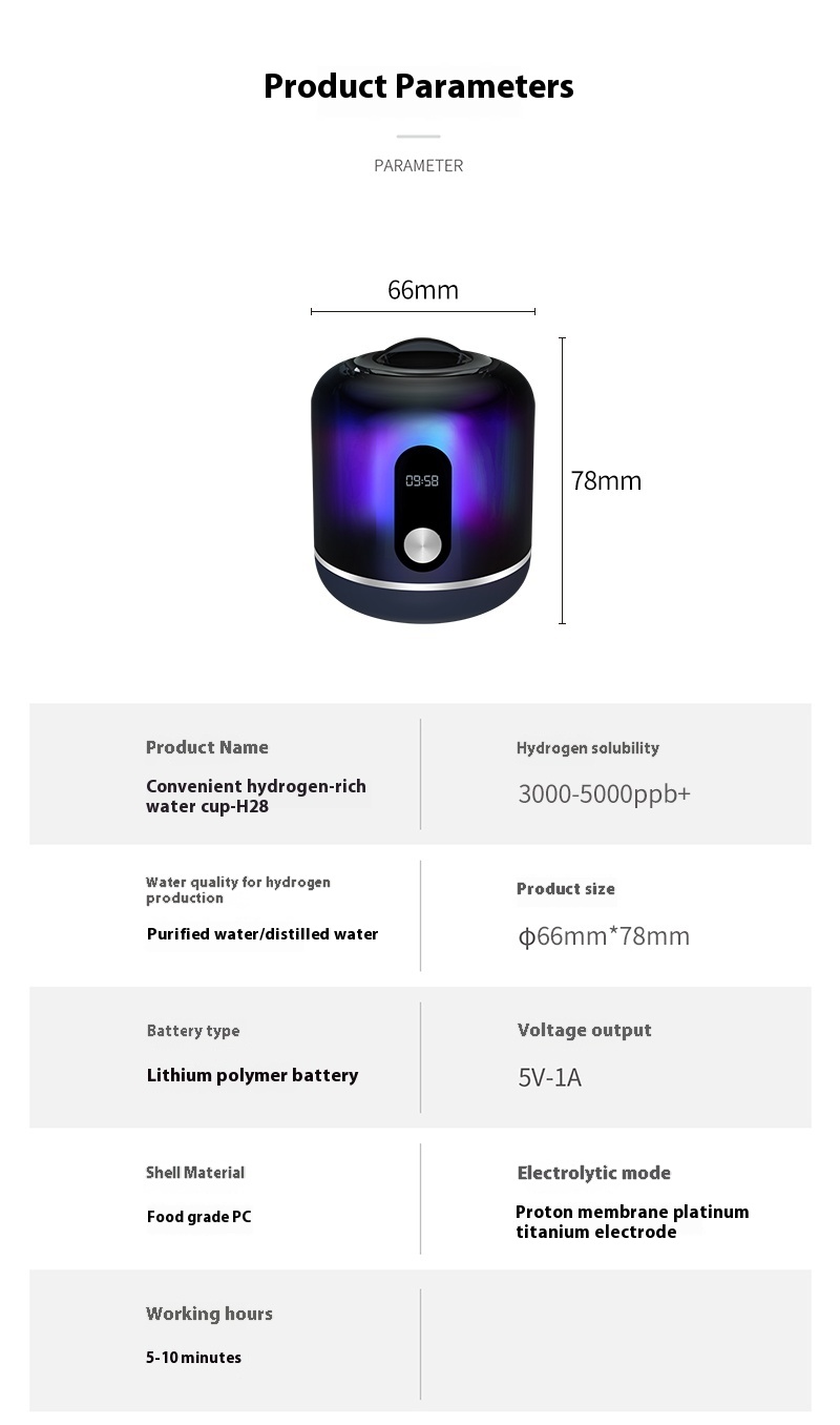 5000PPB Portable Hydrogen rich water bottle base