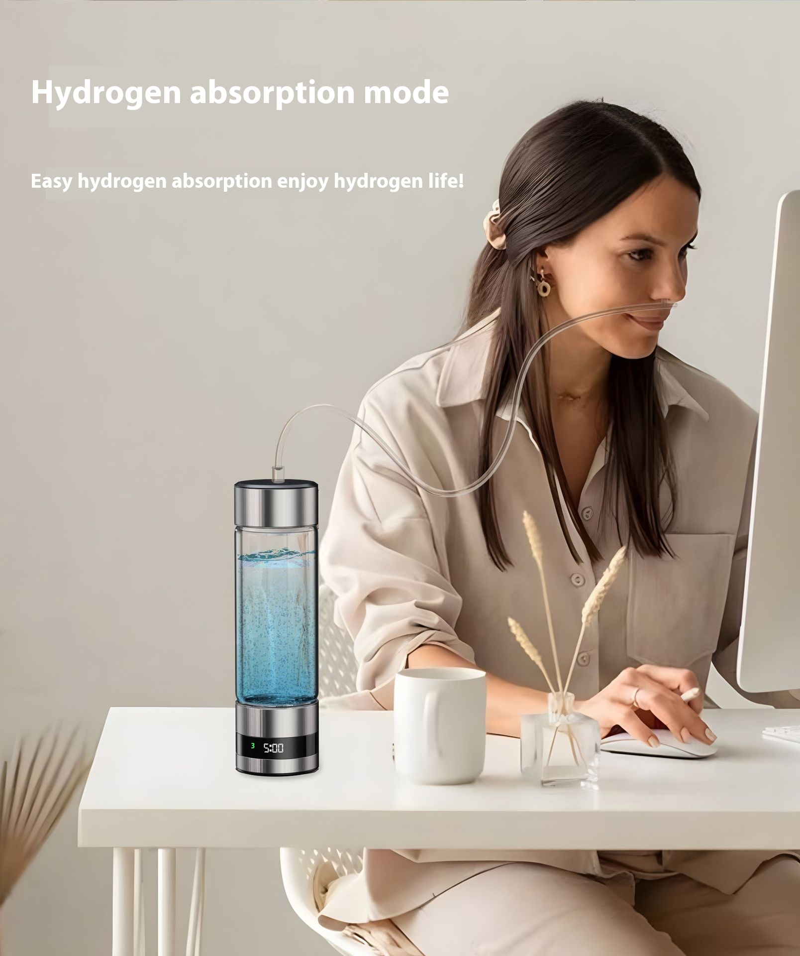 460ml 2000PPB Hydrogen Rich Water Bottle Glass Material