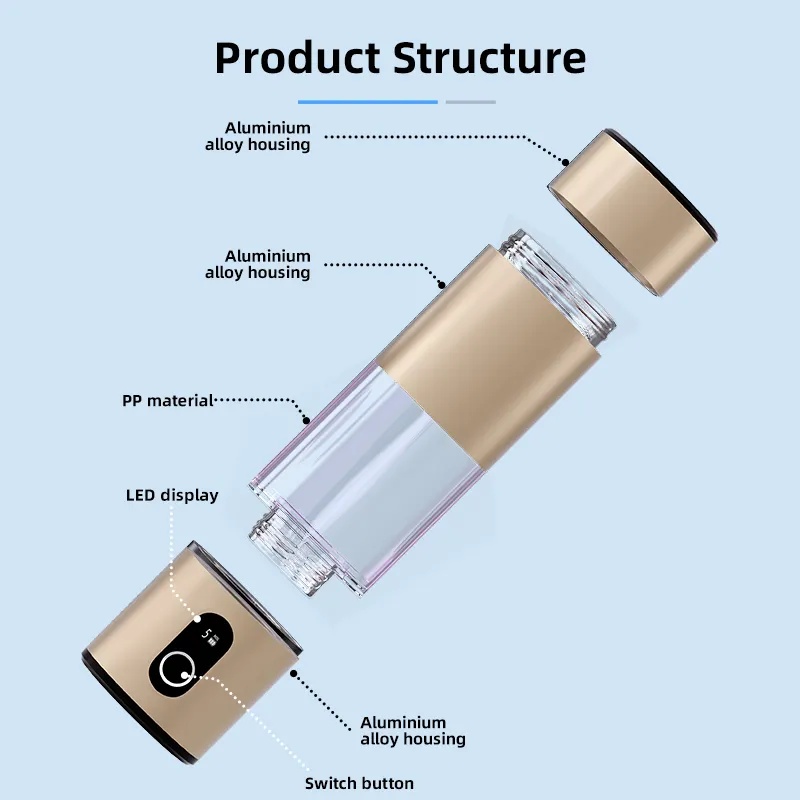Portable 230ml Hydrogen Rich Water Bottle 6000PPB
