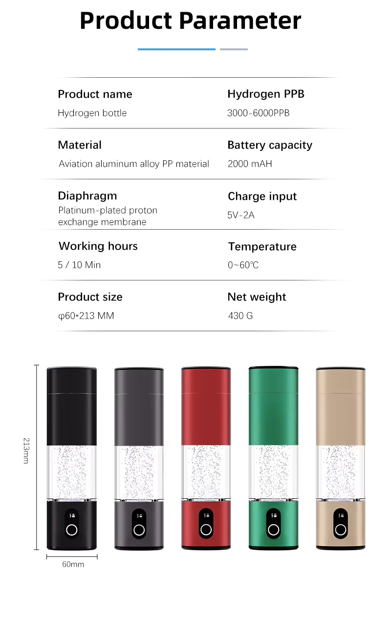 Hot Selling 230ml  6000PPB Hydrogen Rich Bottle