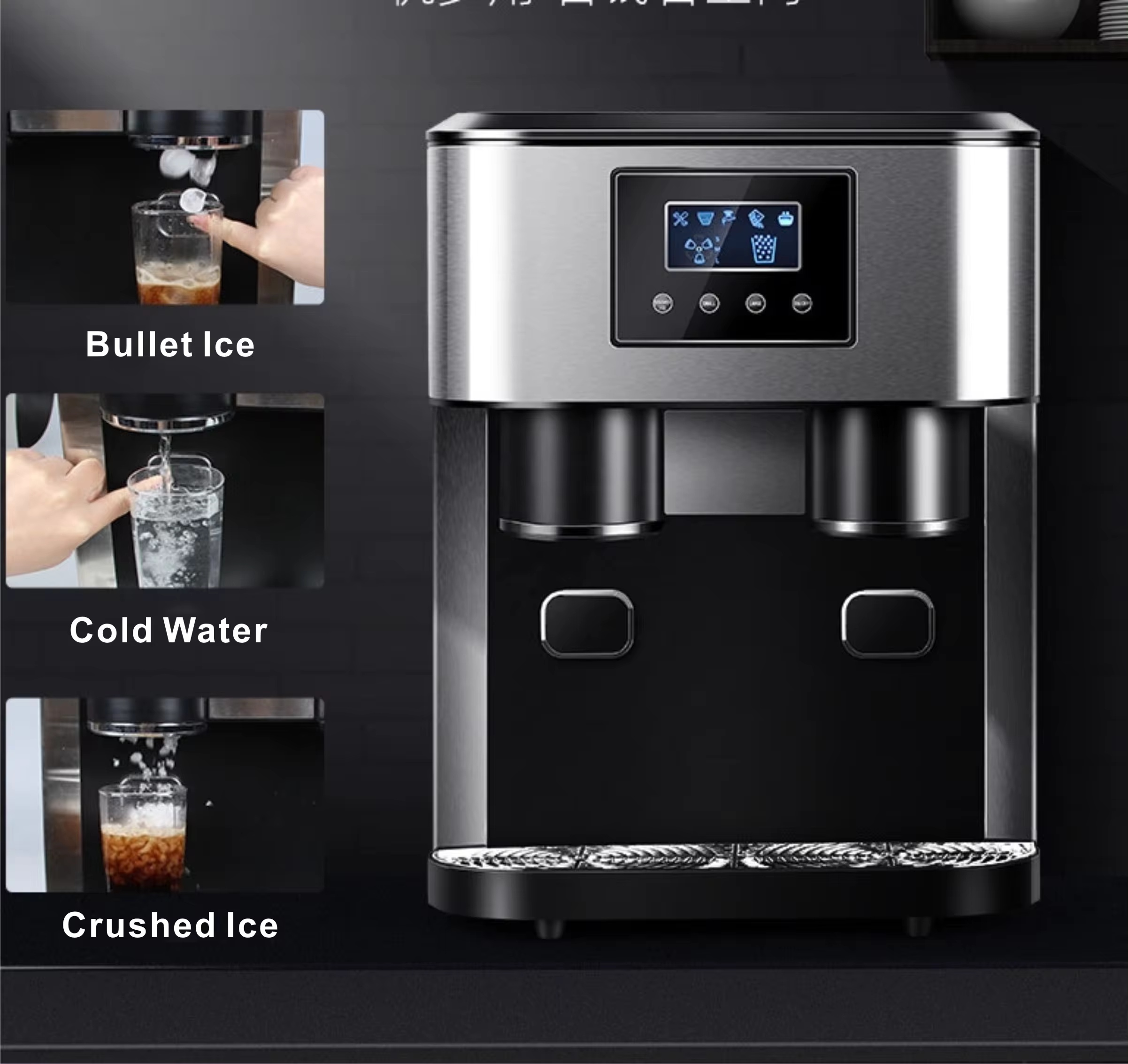 15kg Tabletop Office Portable Ice Maker Small Size Home Use Ice Cube Machine with crusher Pellet Ice Making Machine Kitchen Bar