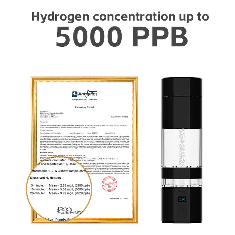 Dual Chamber Hydrogen Rich Water Bottle 2000-5000PPB