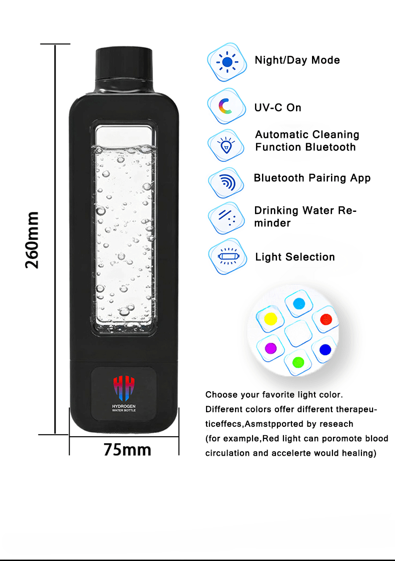New Arrival 2026 Upgraded 3000-8000PPB Hydrogen Water Bottle SPE PEM Technology Hydrogen Water Maker