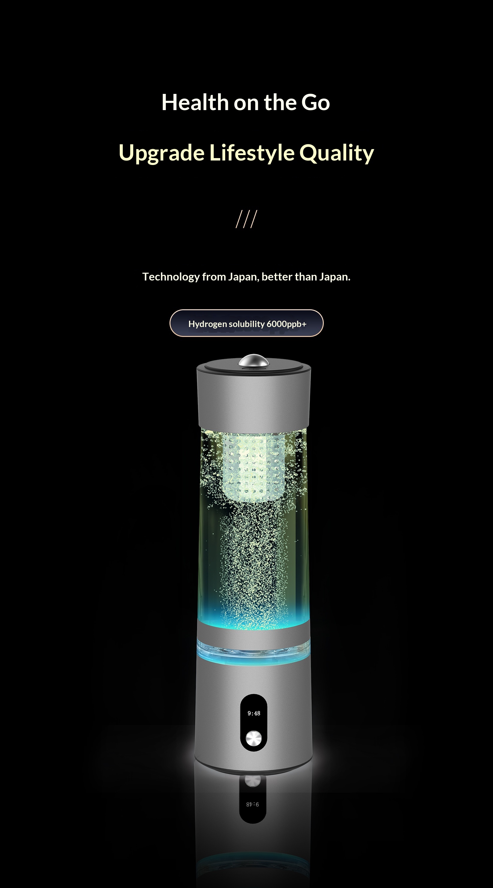 2026 Dual-Chamber Isolated Hydrogen Water Bottle, 5000–8000PPB Super Saturated H2, UV Sterilization, Imported PEM Proton Exchange Membrane, Ozone-Free Electrolysis, BPA-Free Hydrogen Cup