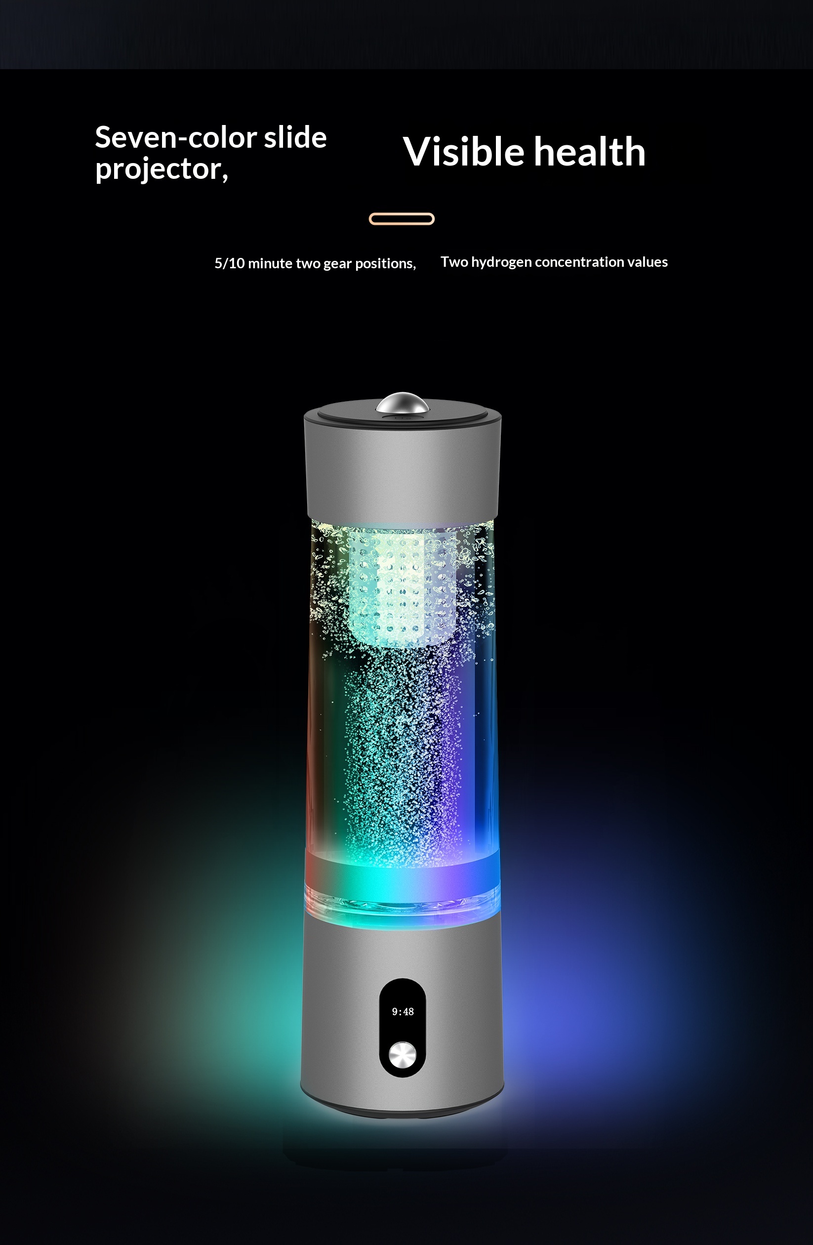 2026 Dual-Chamber Isolated Hydrogen Water Bottle, 5000–8000PPB Super Saturated H2, UV Sterilization, Imported PEM Proton Exchange Membrane, Ozone-Free Electrolysis, BPA-Free Hydrogen Cup