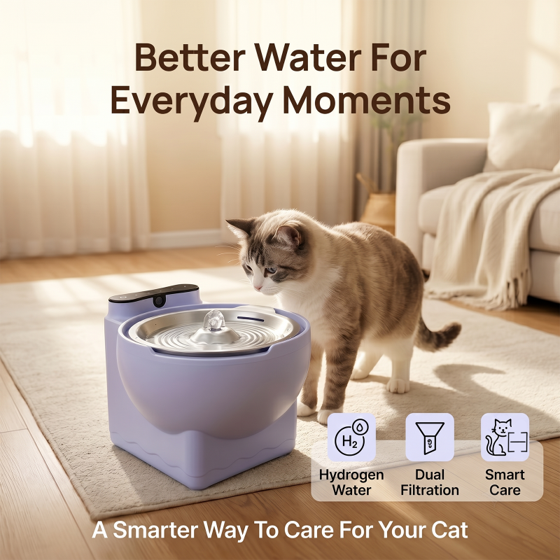 Hydrogen Rich Cat Water Fountain, Antioxidant Hydrogen Infused Pet Water Bowl for Cats, Improve Cat Hydration & Kidney Health
