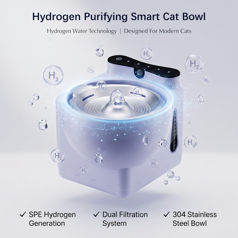Hydrogen Rich Cat Water Fountain, Antioxidant Hydrogen Infused Pet Water Bowl for Cats, Improve Cat Hydration & Kidney Health
